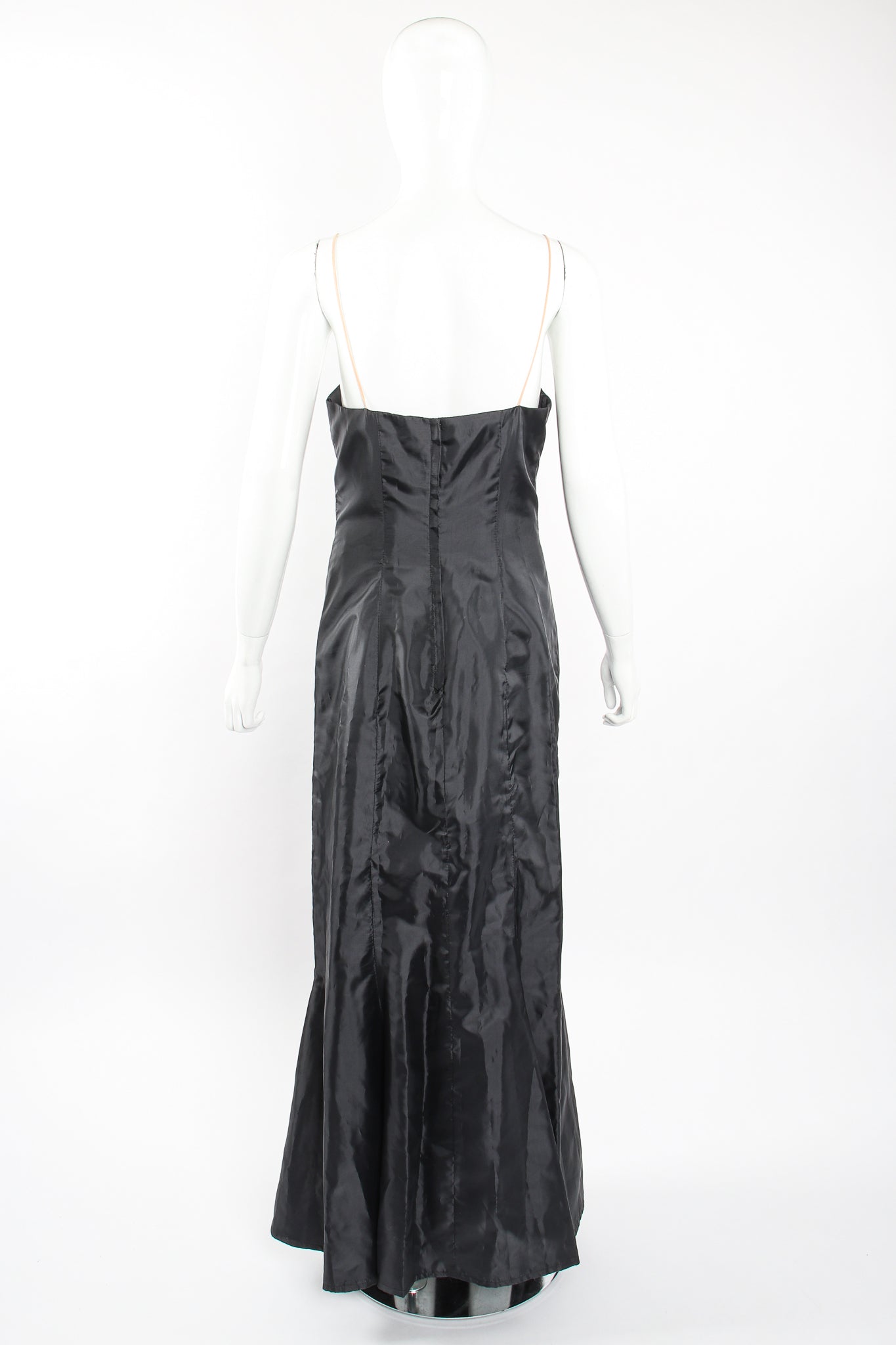 Vintage Victor Costa Sheer Brocade Layered Mermaid Gown slip back on Mannequin at Recess Los Angeles