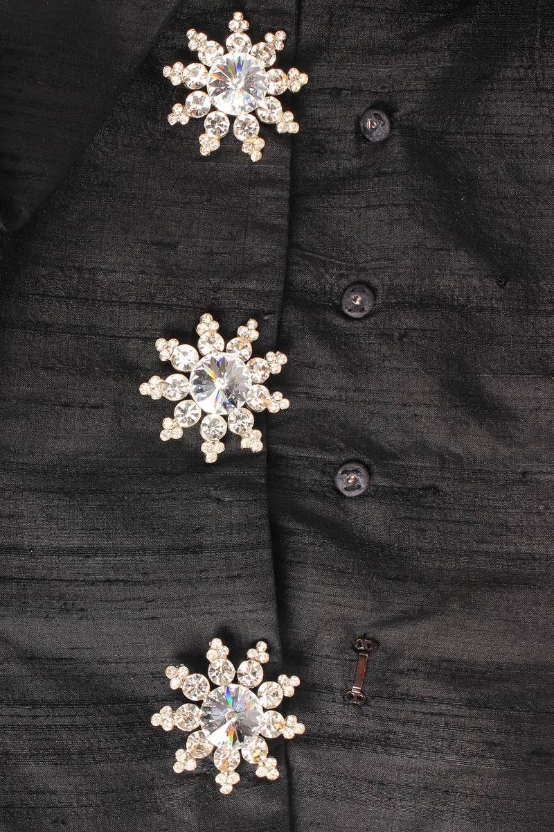 Vintage Victor Costa Rhinestone Floral Silk Jacket & Skirt Set rhinestone pins/buttons @ Recess LA