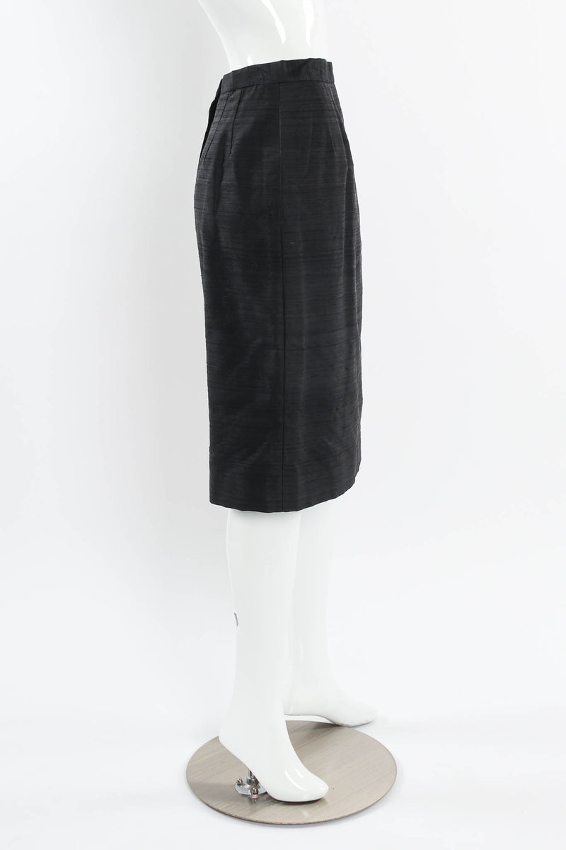 Vintage Victor Costa Rhinestone Floral Silk Jacket & Skirt Set mannequin side skirt@ Recess LA