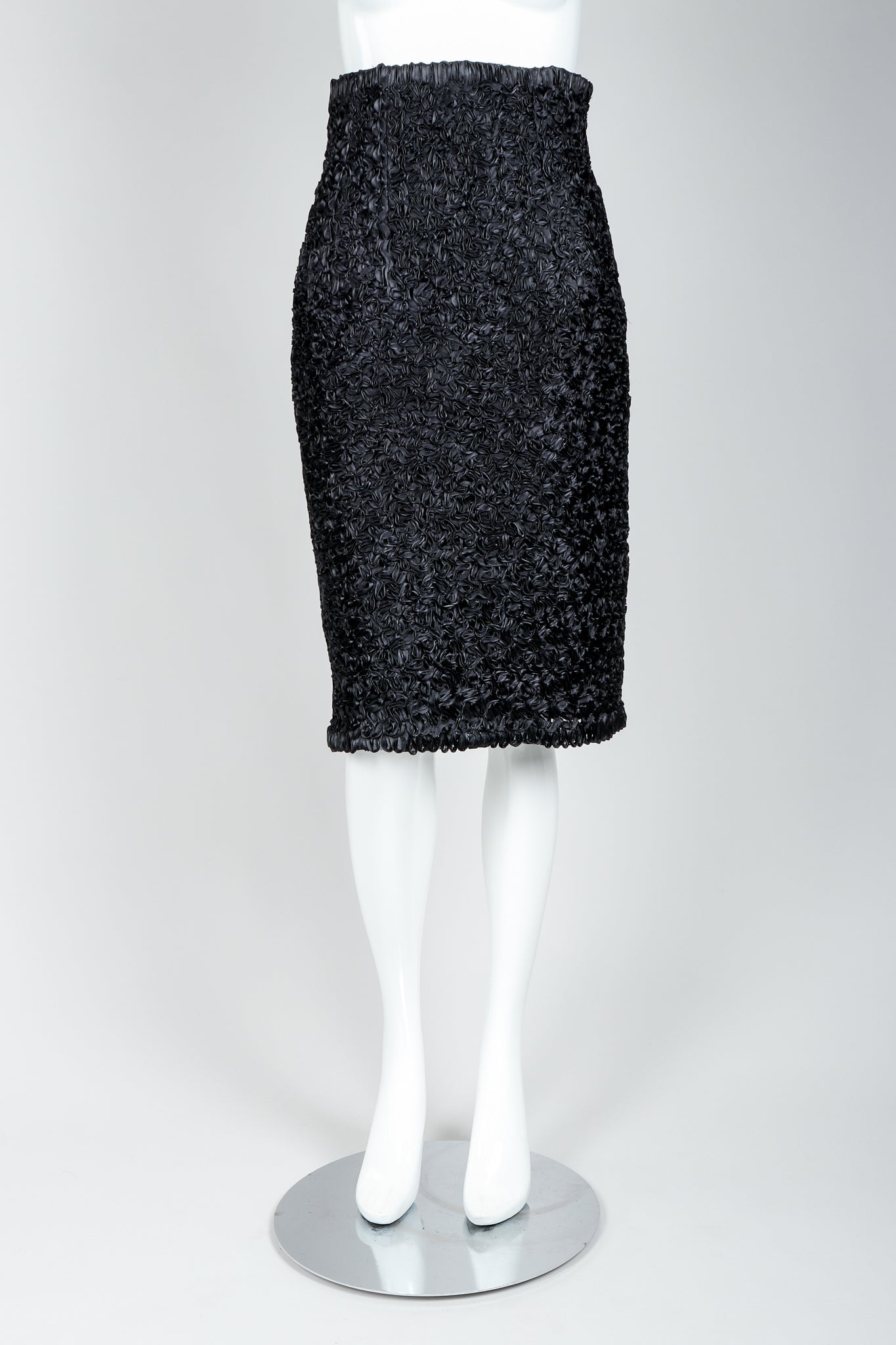 Vintage Victor Costa Black Ribbon Lace Skirt on Mannequin at Recess Los Angeles