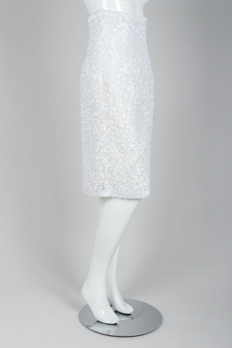Victor Costa White Ribbon Lace Skirt Front Angle on Mannequin at Recess