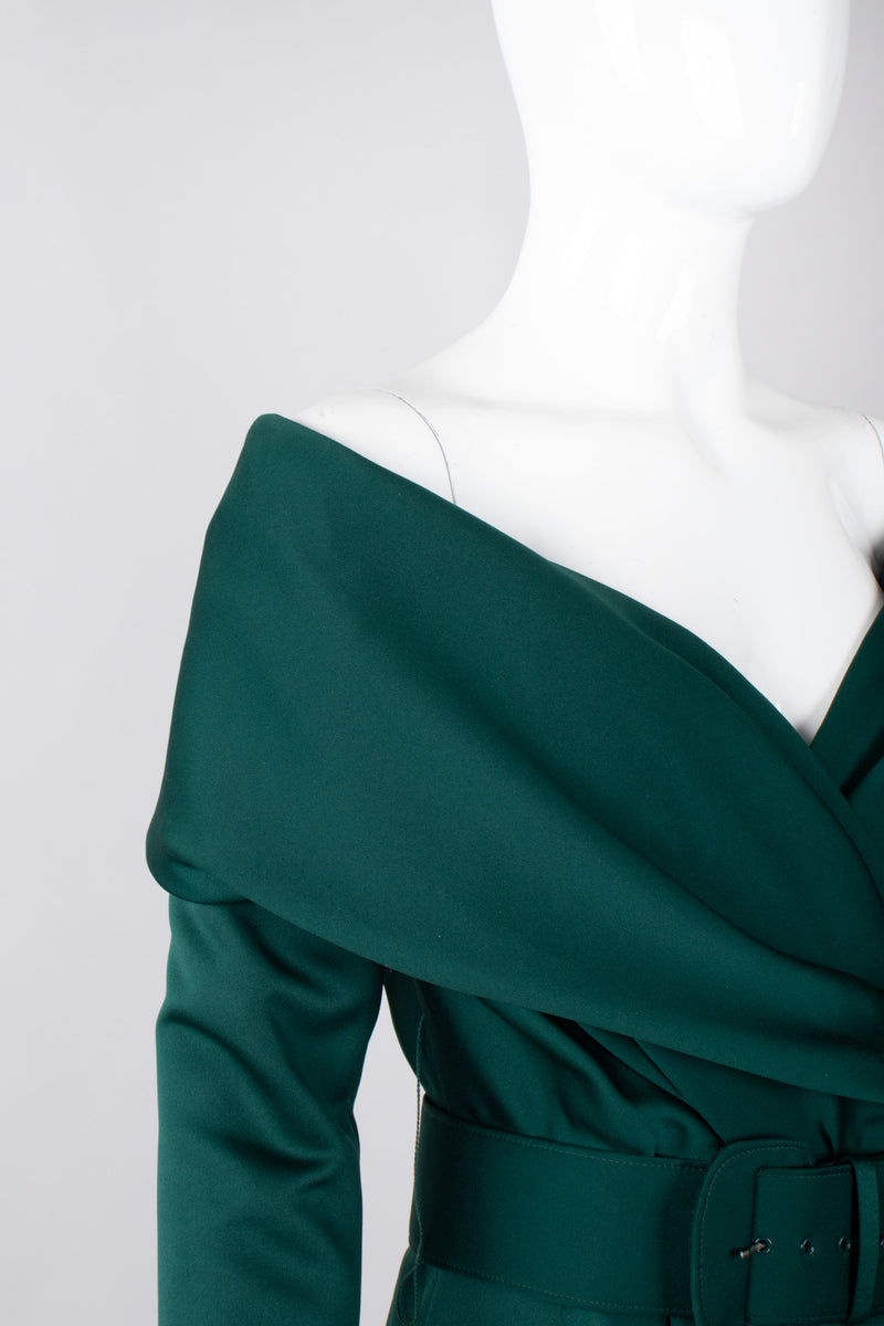 Recess Los Angeles Vintage Victor Costa Off-The-Shoulder Shawl Collar Wrap Dress