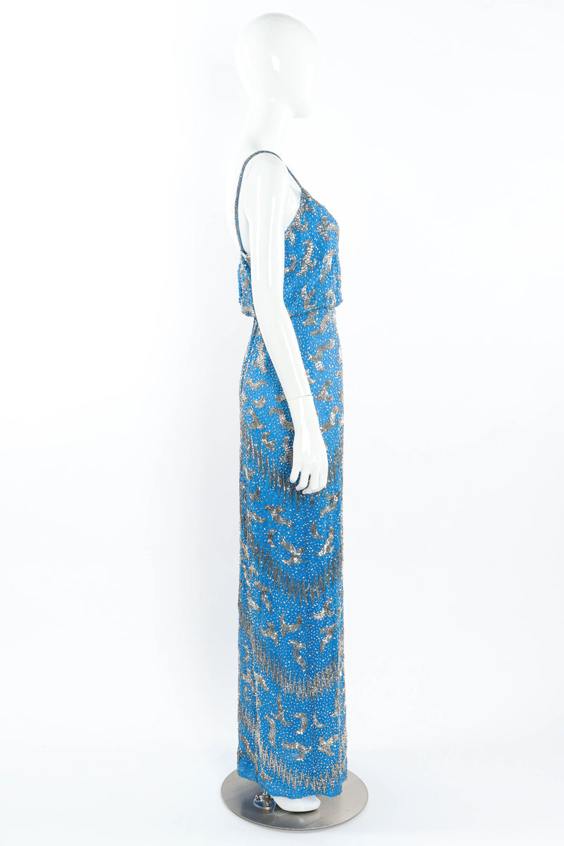 Vintage Victoria Royal Swirl Art Beaded Dress mannequin side @ Recess LA