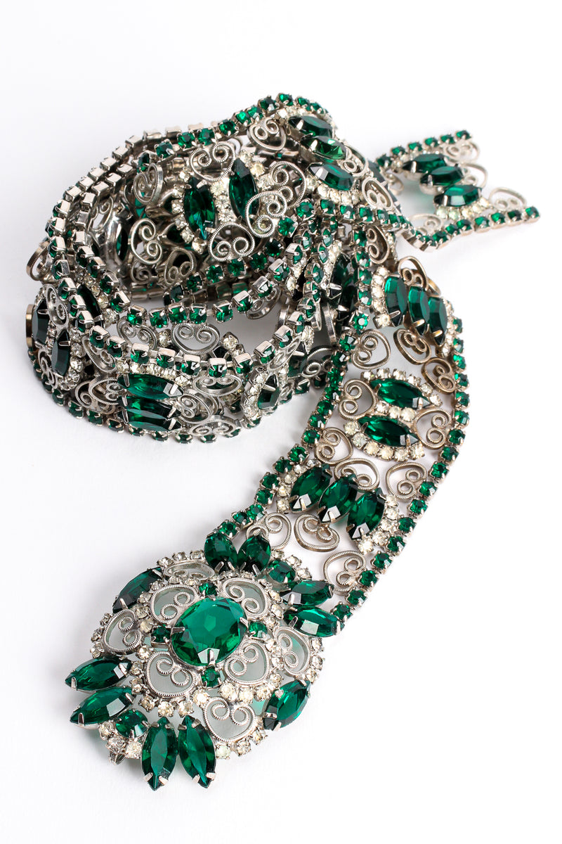 Vintage Emerald Rhinestone Metal Lace Belt at Recess Los Angeles