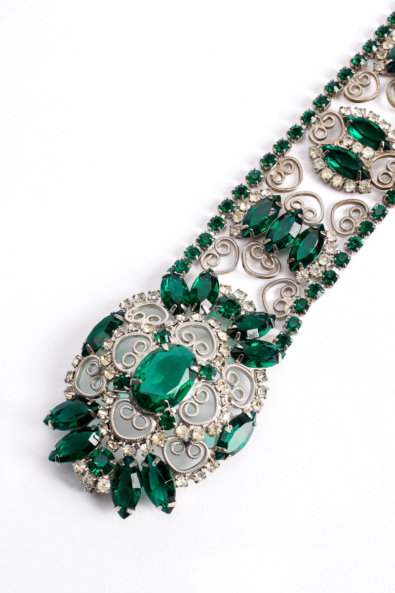 Vintage Emerald Rhinestone Metal Lace Belt buckle at Recess Los Angeles
