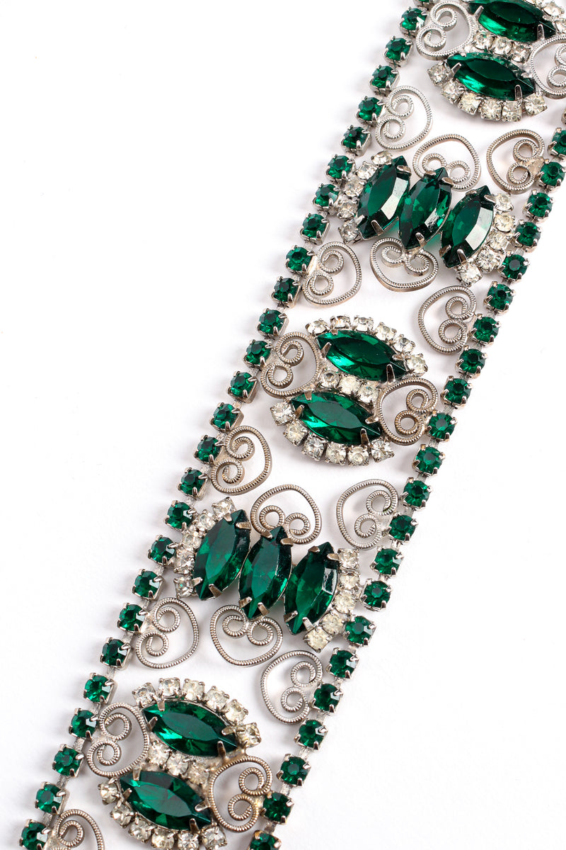 Vintage Emerald Rhinestone Metal Lace Belt detail at Recess Los Angeles