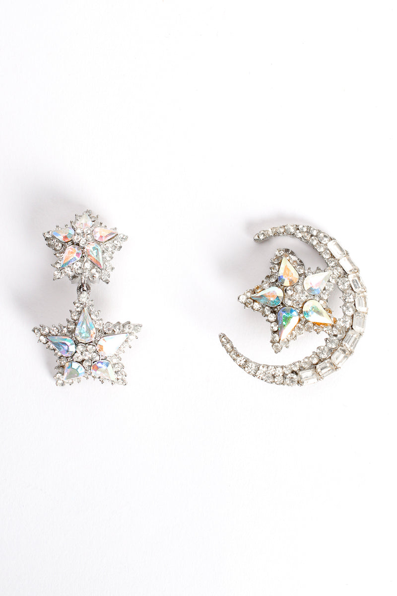 Vintage Thelma Deutsch Asymmetrical Crystal Moon & Star Earrings at Recess Los Angeles