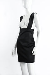 Vintage Victorio & Lucchino Bandage Stretch Suspender Mini Skirt on Mannequin angle at Recess LA