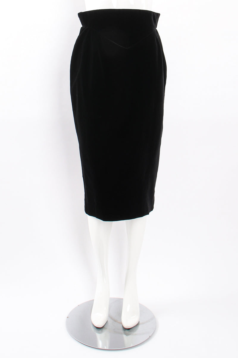 Vintage Vivienne Westwood Velvet Cinched Yoke Skirt on Mannequin front at Recess Los Angeles