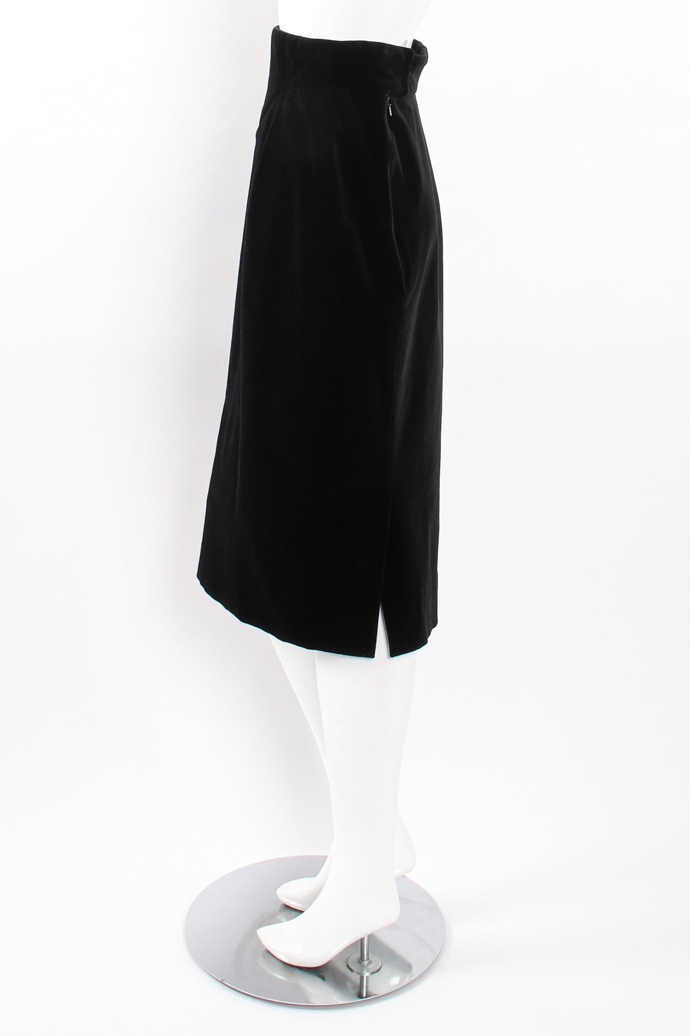 Vintage Vivienne Westwood Velvet Cinched Yoke Skirt on Mannequin side at Recess Los Angeles
