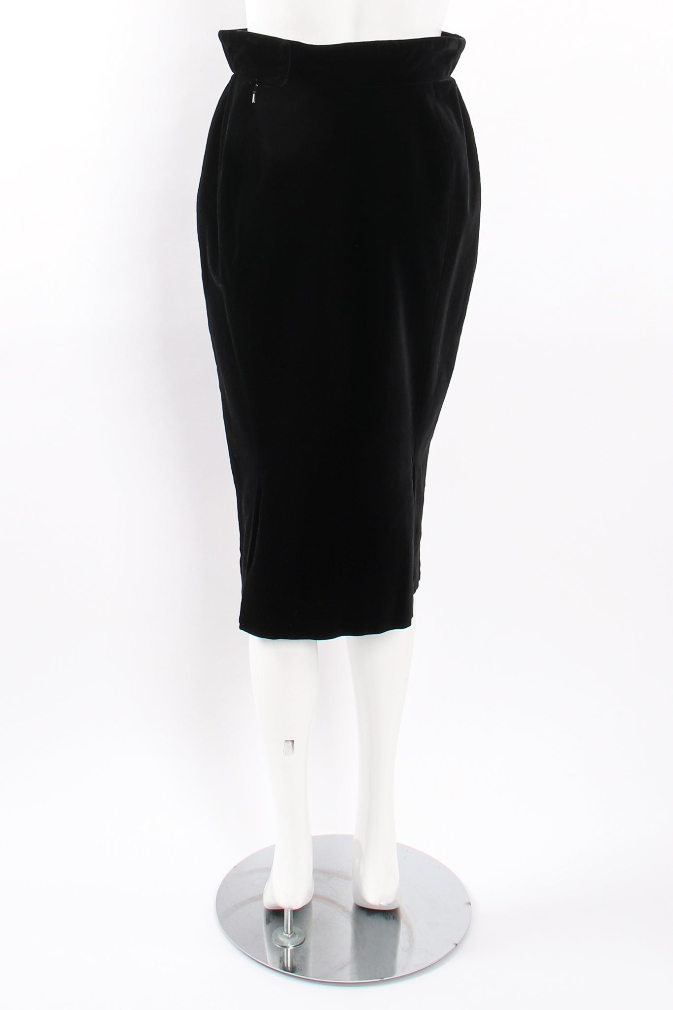 Vintage Vivienne Westwood Velvet Cinched Yoke Skirt on Mannequin back at Recess Los Angeles