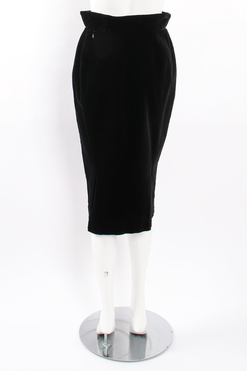 Vintage Vivienne Westwood Velvet Cinched Yoke Skirt on Mannequin back at Recess Los Angeles