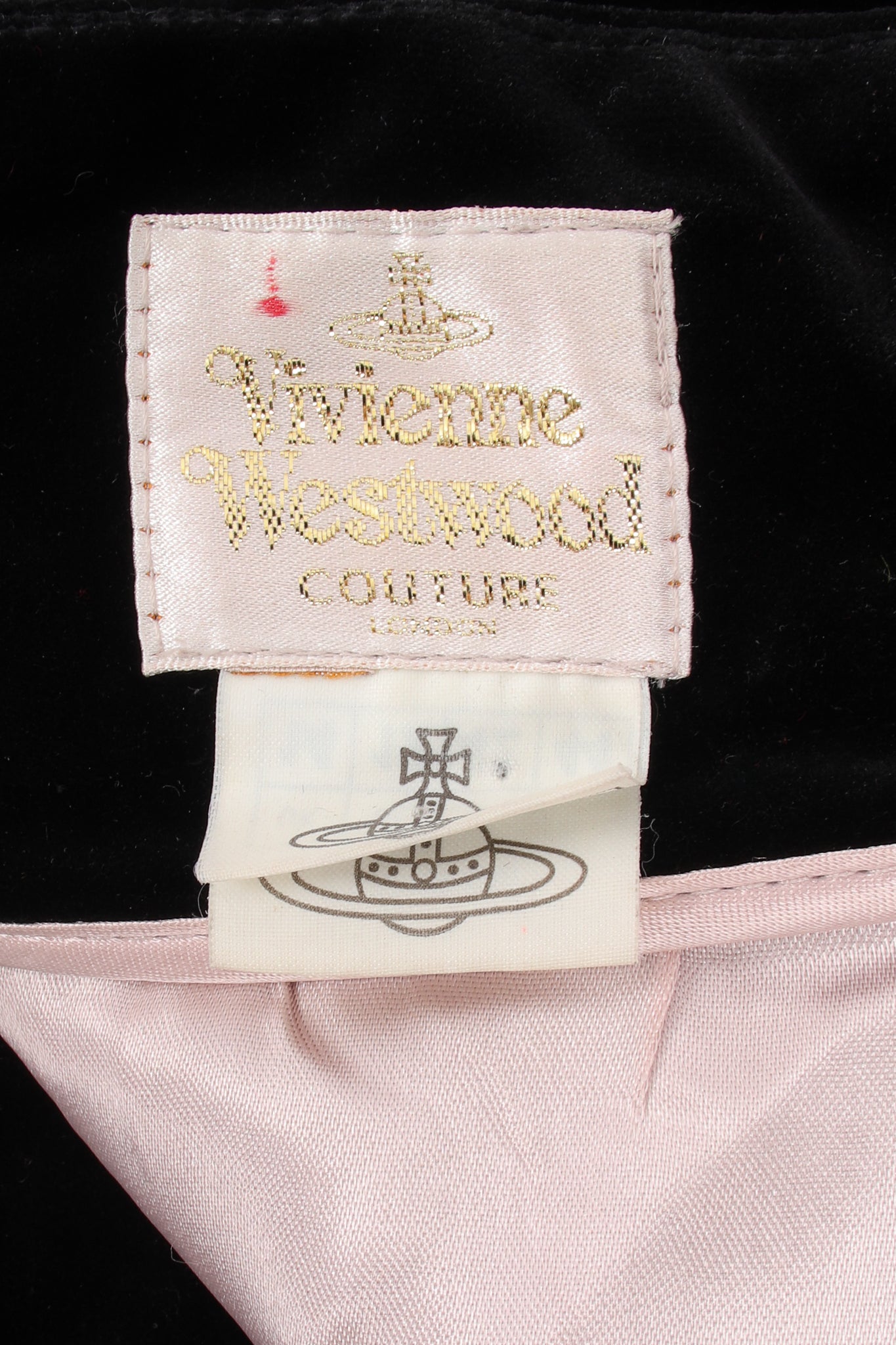 Vintage Vivienne Westwood Velvet Cinched Yoke Skirt label at Recess Los Angeles