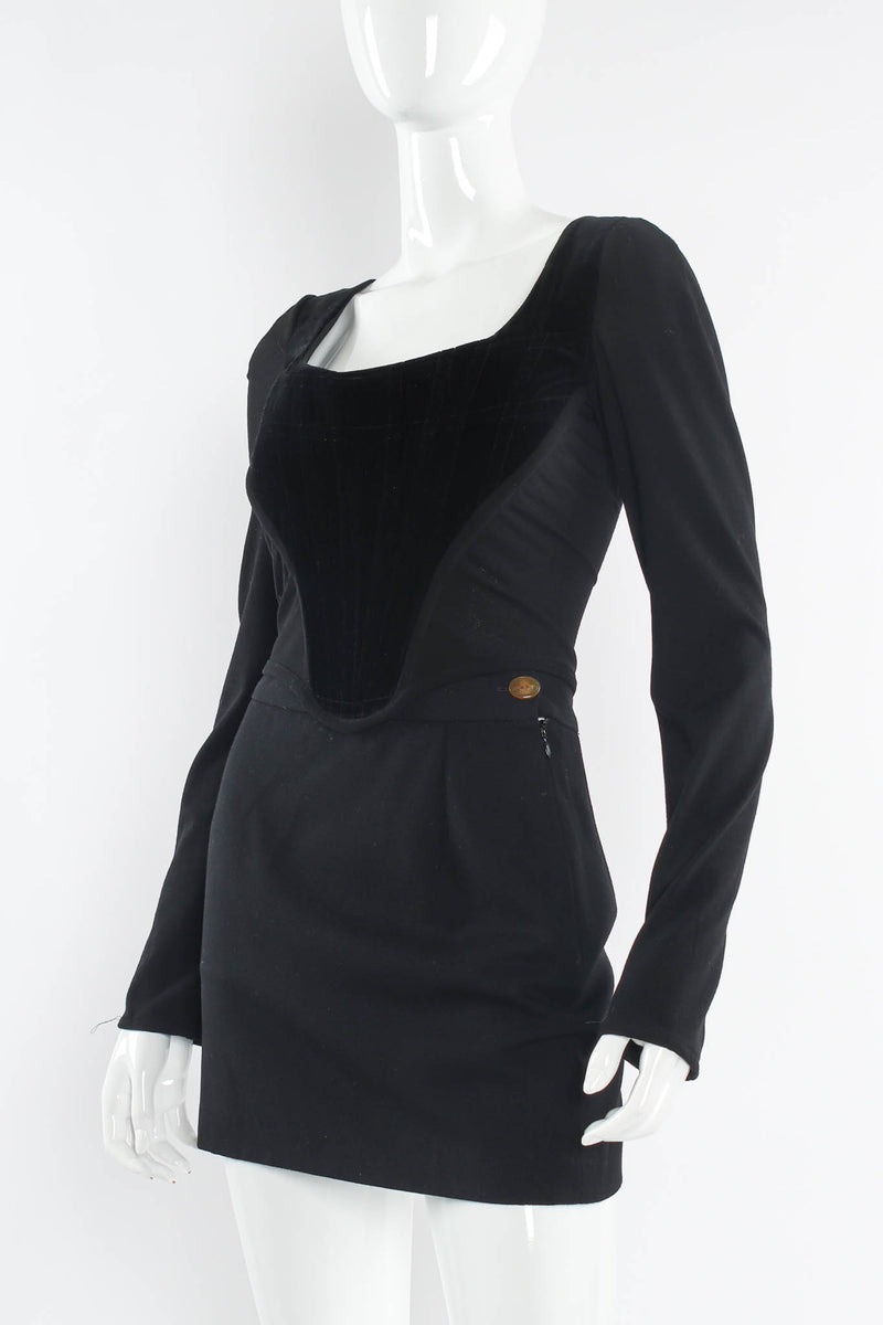 Vintage Vivienne Westwood Corset Top & Mini Skirt Set mannequin close angle @ Recess LA