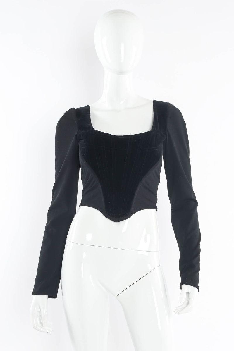 Vintage Vivienne Westwood Corset Top & Mini Skirt Set mannequin front top @ Recess LA