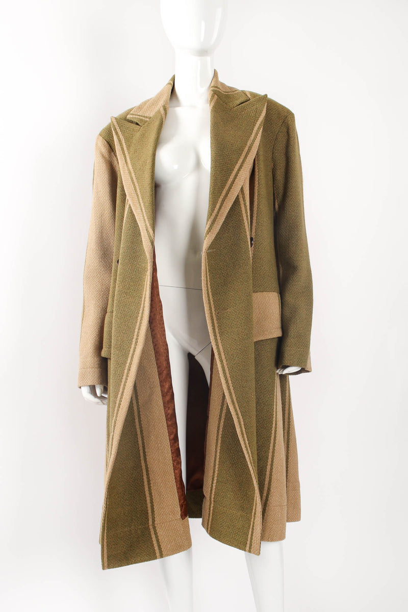 2016 A/W Vivienne Westwood Blanket Stripe Coat on mannequin open at Recess Los Angeles