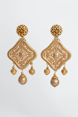 Vintage Lawrence Vrba Fleur Filigree Globe Earrings front hang @ Recess LA