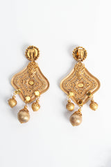 Vintage Lawrence Vrba Fleur Filigree Globe Earrings front side by flat back @ Recess LA