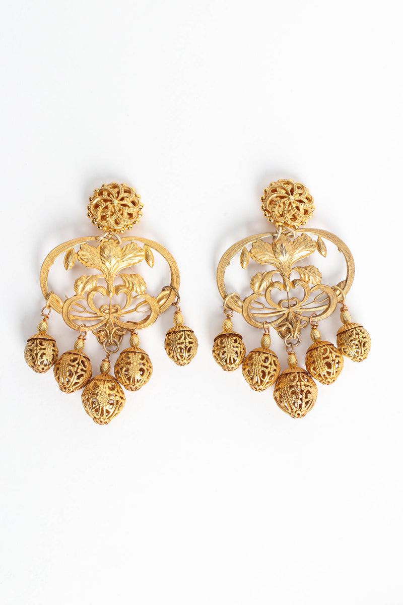 Vintage Lawrence Vrba Filigree Bloom Multi Orb Earrings flat front @ Recess LA