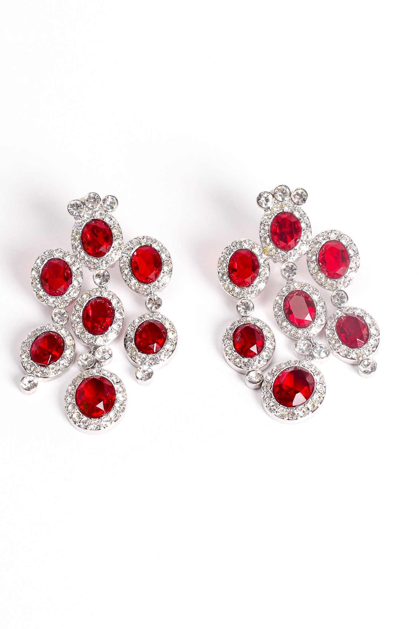 Vintage Ruby Rhinestone Chandelier Earrings at Recess Los Angeles