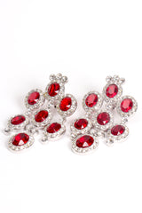 Vintage Ruby Rhinestone Chandelier Earrings at Recess Los Angeles