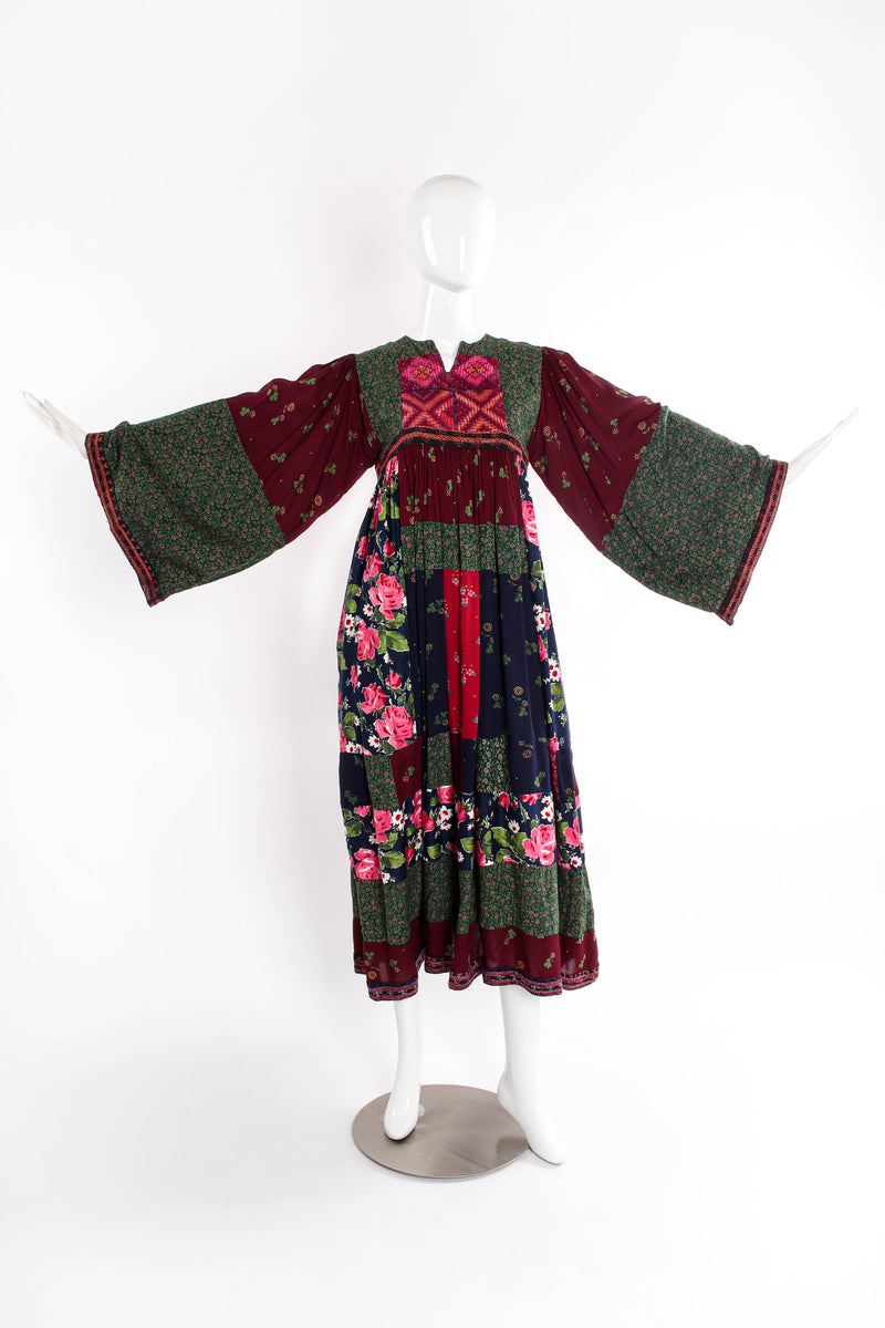 Vintage Wahid Trading Co. Patchwork Peasant Dress on mannequin at Recess Los Angeles