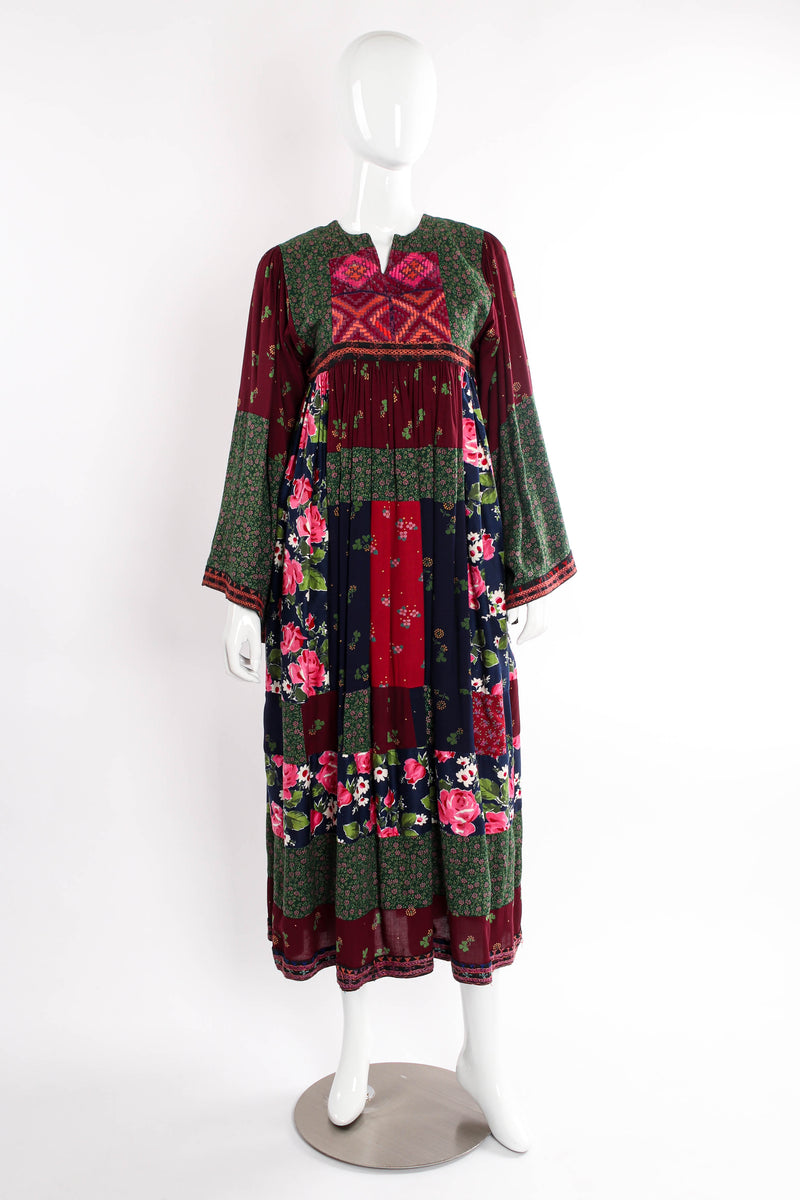 Vintage Wahid Trading Co. Patchwork Peasant Dress on mannequin front at Recess Los Angeles