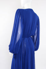 Vintage Wayne Clark Layered Chiffon Plunge Balloon Sleeve Gown on Mannequin back crop @ Recess