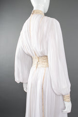 Vintage Wayne Clark Chiffon Balloon Sleeve Gown Wedding Bridal on Mannequin back crop at Recess LA