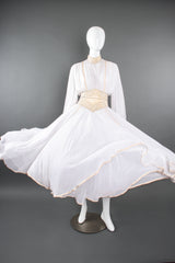 Vintage Wayne Clark Chiffon Balloon Sleeve Gown Wedding Bridal on Mannequin spin at Recess LA