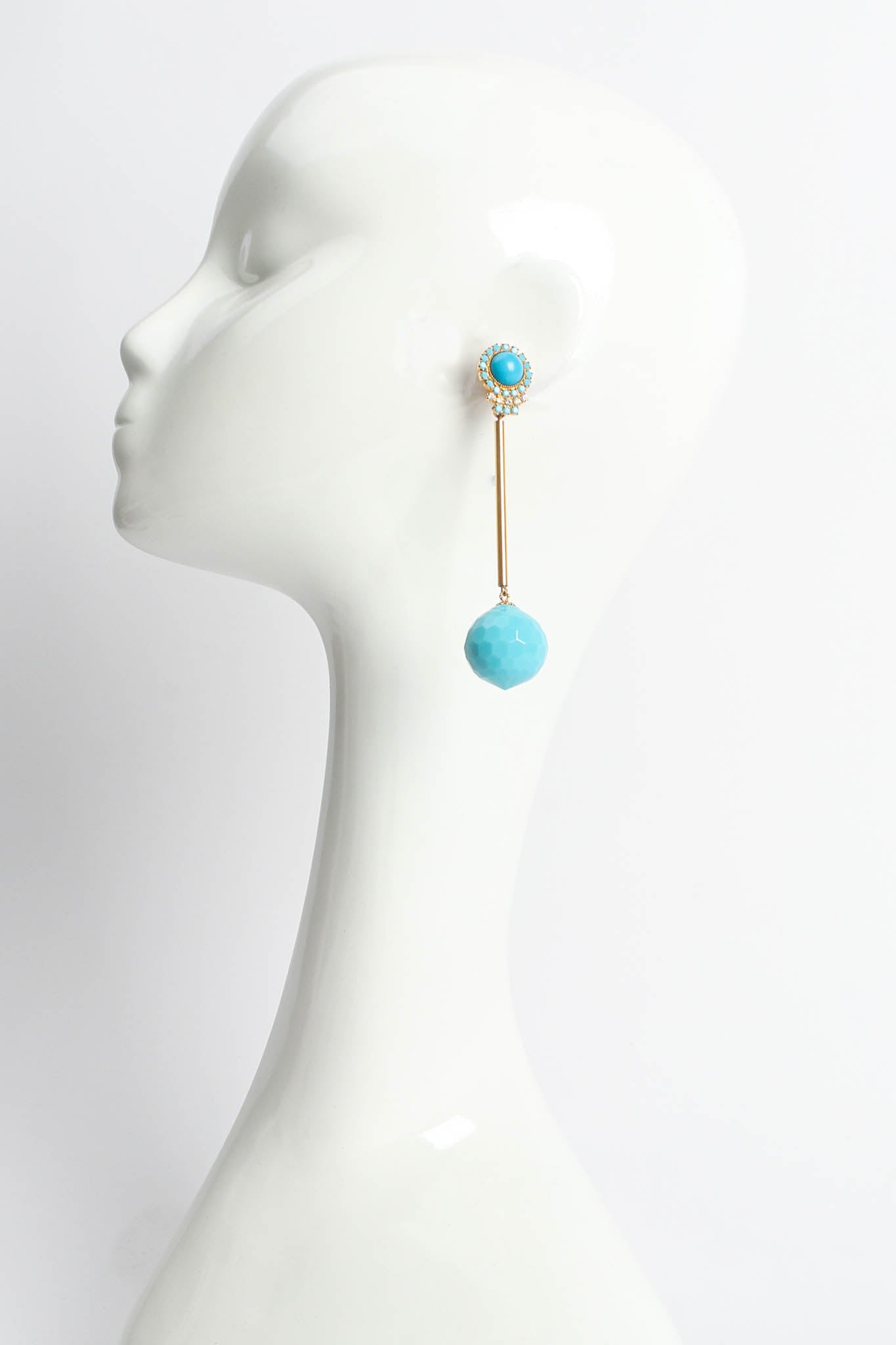 Vintage William de Lillo Rod Ball Drop Earrings II on mannequin @ Recess Los Angeles