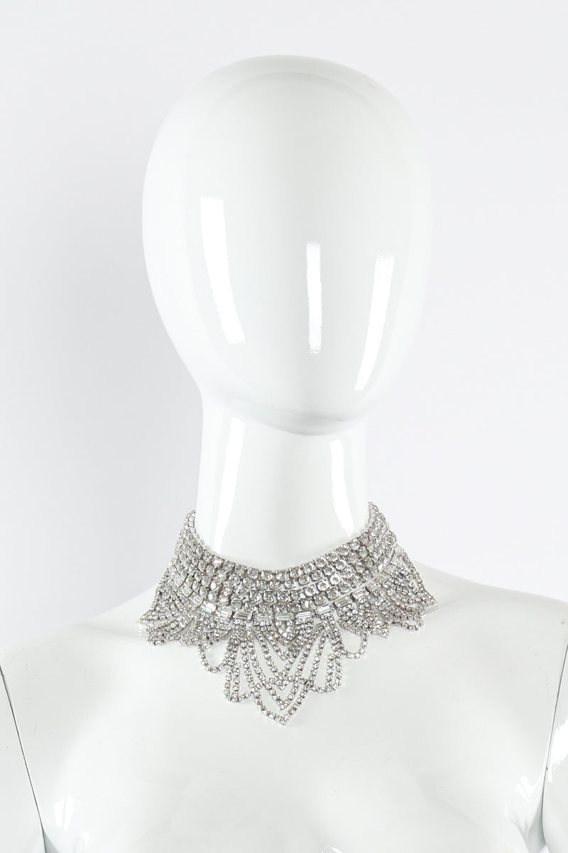 Vintage Weiss Tiered Rhinestone Waterfall Choker Necklace on mannequin @ Recess LA
