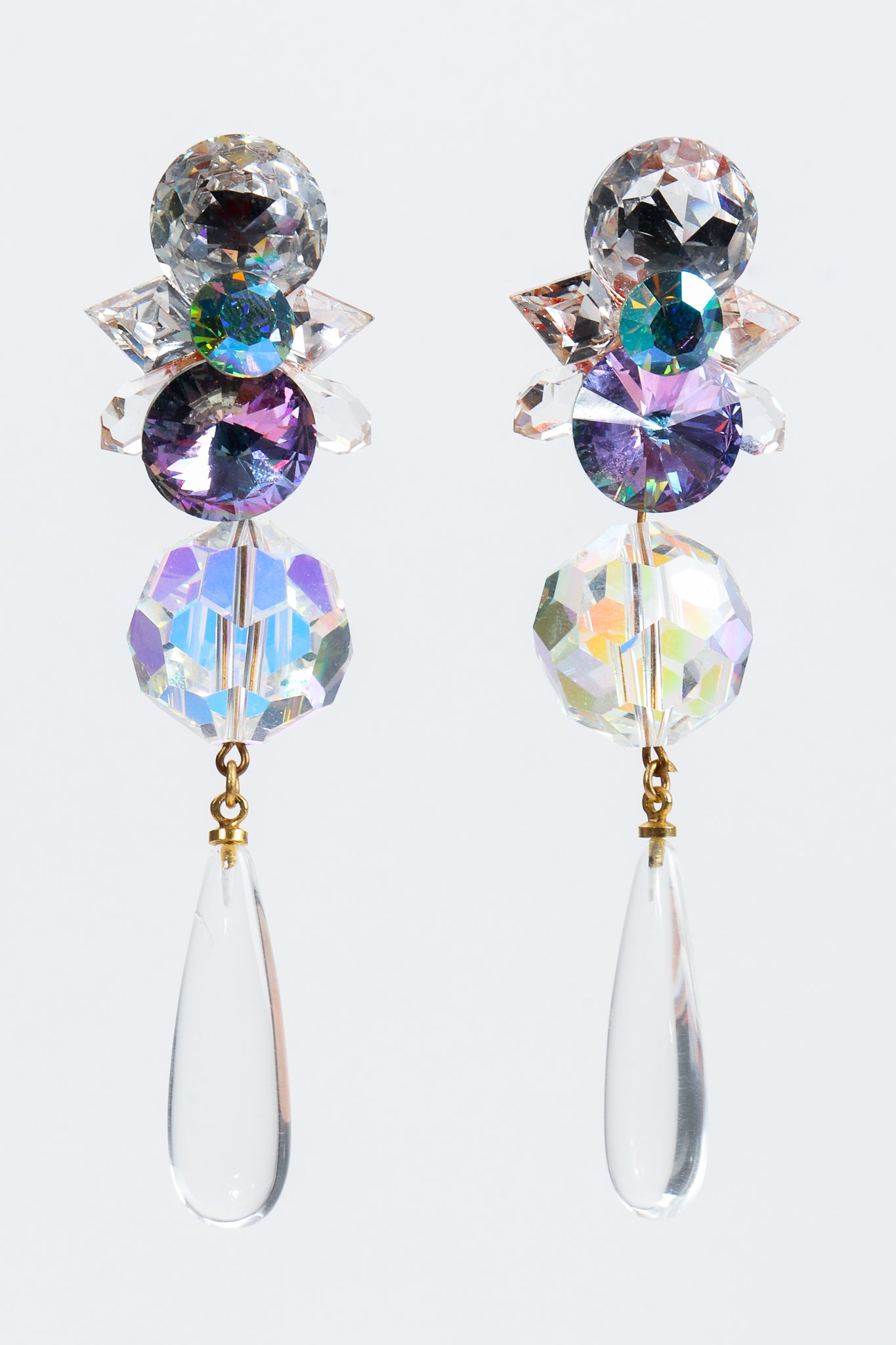 Vintage Wendy Gell Iridescent Crystal Teardrop Earrings at Recess Los Angeles
