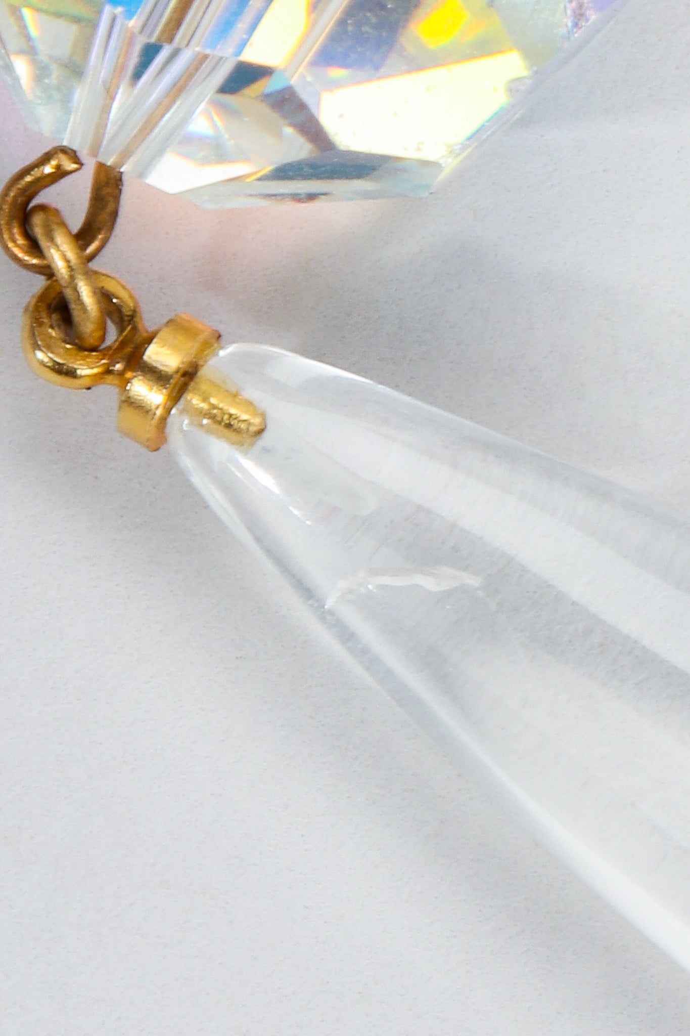 Vintage Wendy Gell Iridescent Crystal Teardrop Earring scratch on crystal