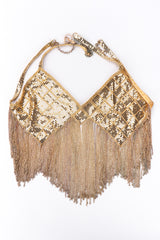 Recess Los Angeles Vintage Western Fashion Gold Metal Mesh Fringe Shimmy Bikini Top & Skirt Set