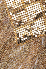 Recess Los Angeles Vintage Western Fashion Gold Metal Mesh Fringe Shimmy Bikini Top & Skirt Set
