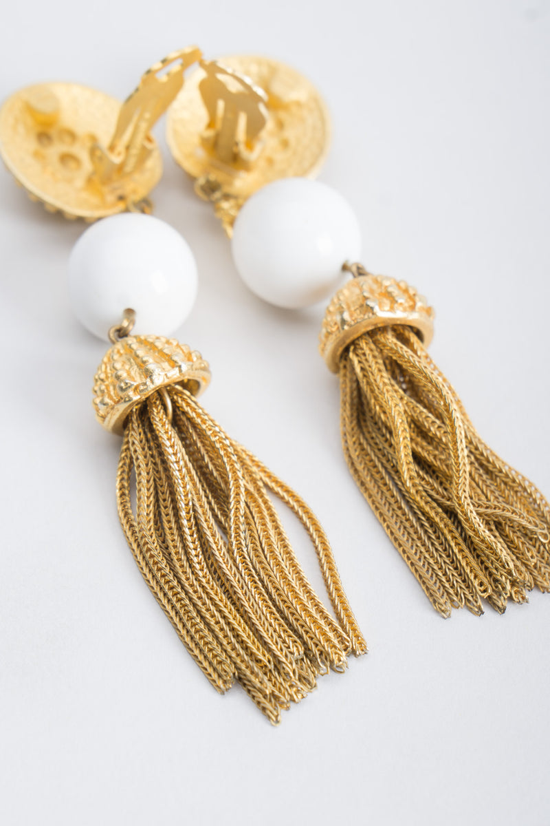Les Bernard Vogue Etruscan Chain Tassel Drop Earrings