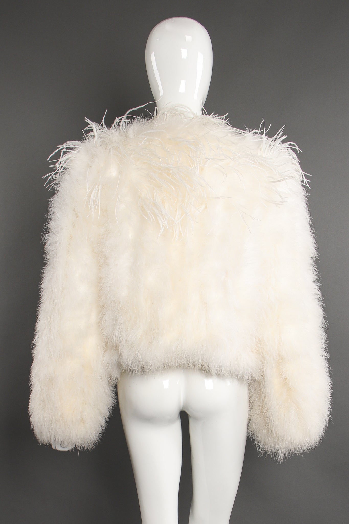 Vintage Chubby Marabou & Ostrich Jacket on Mannequin back at Recess Los Angeles