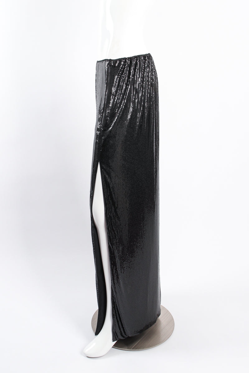 Vintage Ferrara for Whiting & Davis Liquid Metal Mesh Maxi Skirt on mannequin side at Recess Los Angeles