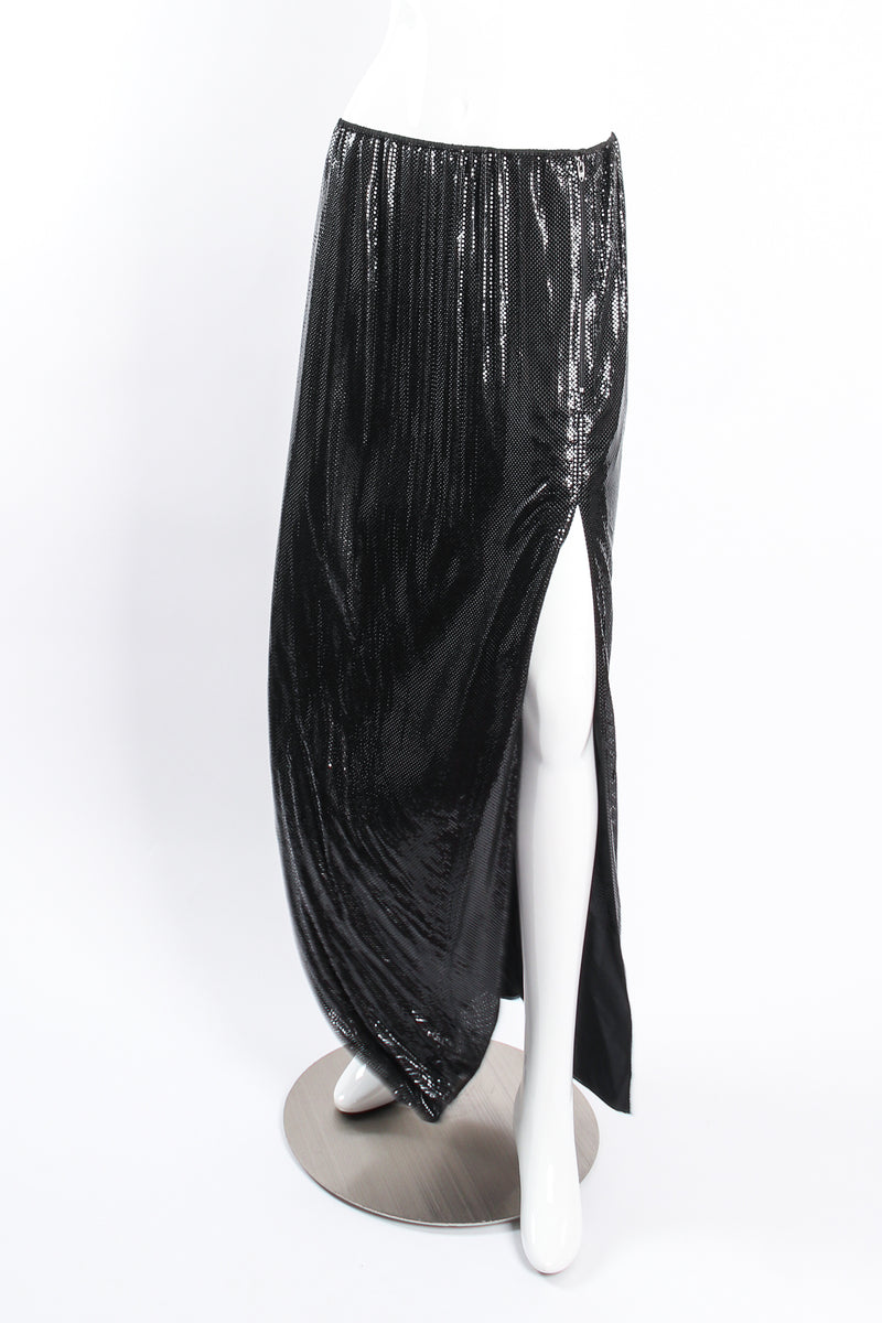 Vintage Ferrara for Whiting & Davis Liquid Metal Mesh Maxi Skirt on mannequin leg at Recess Los Angeles