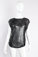 Vintage Whiting & Davis Anthony Ferrara Metal Mesh Cap Sleeve Top on Mannequin front at Recess LA