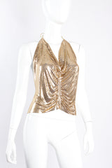 Vintage Whiting & Davis Ferrara Metal Mesh Center Ruched Halter on mannequin crop at Recess LA