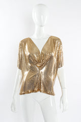 Vintage Whiting & Davis Metal Mesh Cowl Drape Shirt mannequin front @ Recess LA