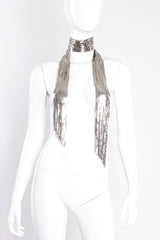 Vintage Whiting & Davis Silver Metal Mesh Scarf Sash Tie on mannequin at Recess Los Angeles