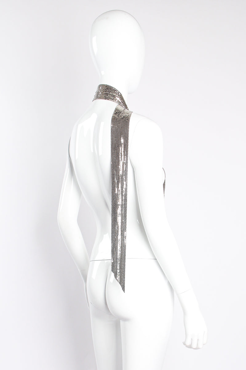 Vintage Whiting & Davis Silver Metal Mesh Scarf Sash Tie on mannequin at Recess Los Angeles