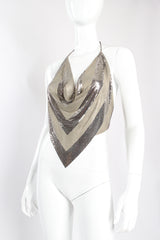 Vintage Whiting & Davis Ferrara Chevron Pointed Metal Mesh Halter on mannequin crop at Recess Los Angeles