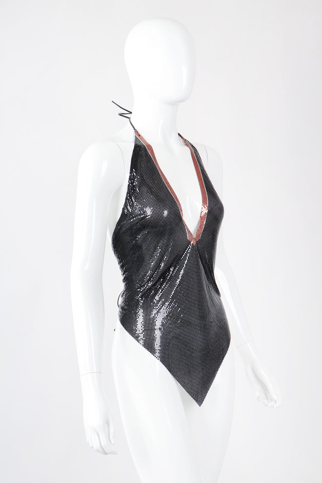 Recess Los Angeles Vintage Whiting & Davis Liquid Mesh V-Neck Halter Top