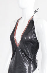 Recess Los Angeles Vintage Whiting & Davis Liquid Mesh V-Neck Halter Top