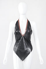 Recess Los Angeles Vintage Whiting & Davis Liquid Mesh V-Neck Halter Top