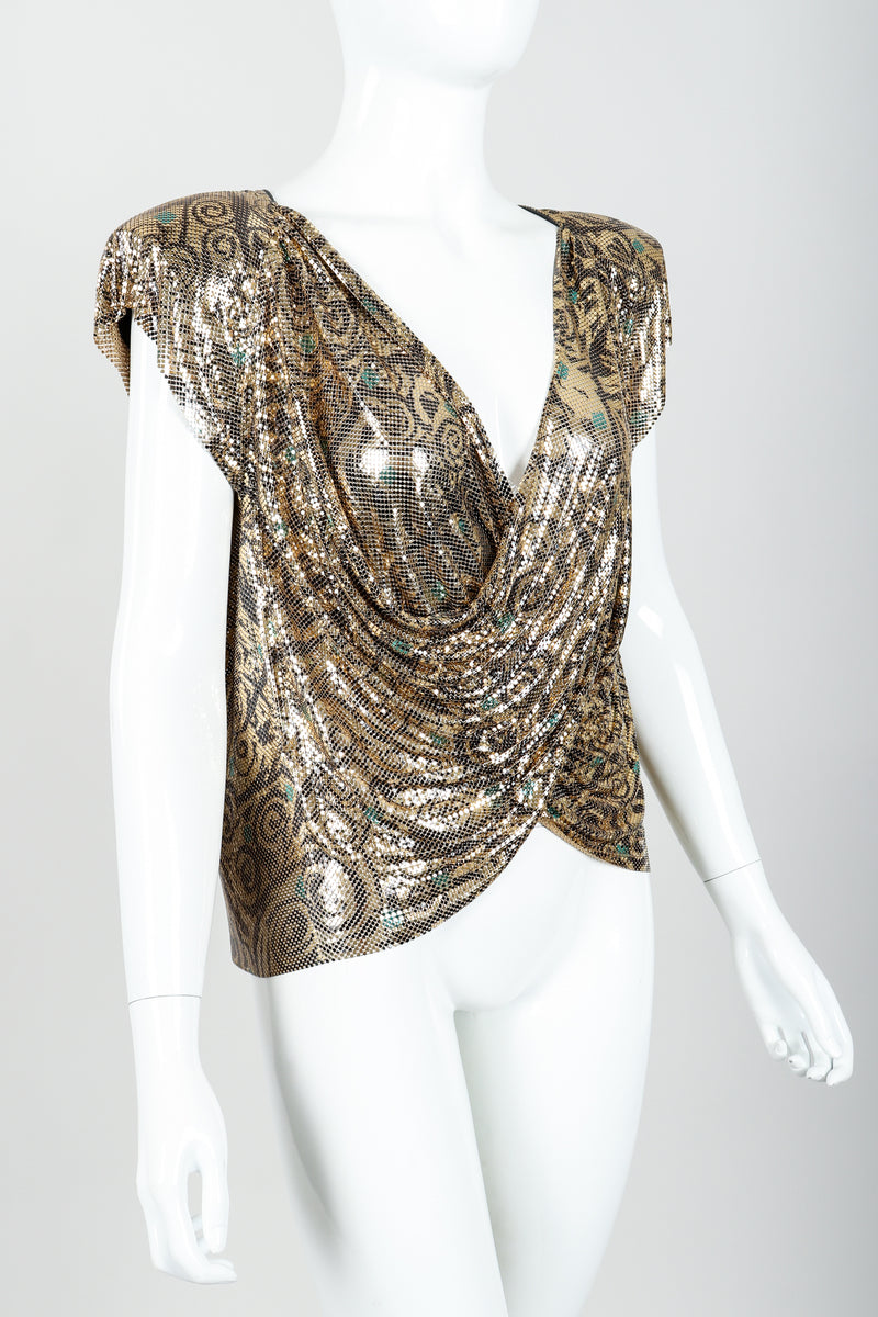 Vintage Whiting & Davis Rose Queen Draped Mesh Top on Mannequin angle Crop at Recess LA